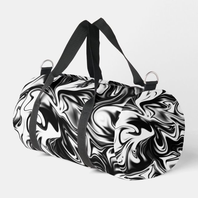 Black White Marble, Duffle Bag (Left Corner)