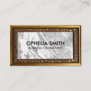 Black White Marble Gold Decorative Frame Business Card