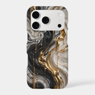 Black White Marble Gold Drip Case