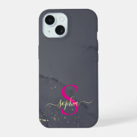 black & white marble gold glitter monogram