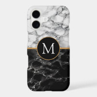 Black White Marble iPhone Case Custom Letter
