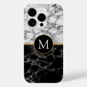 Black White Marble iPhone Case Personalised Letter