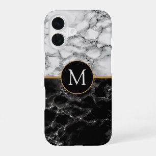 Black White Marble iPhone Case Personalised Letter
