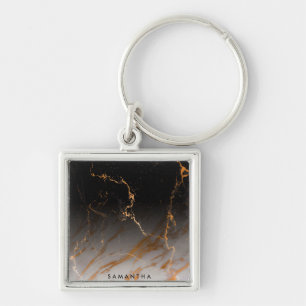 Black & White Marble Key Ring