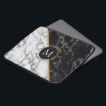 Black White Marble Laptop Sleeve Your Letter -Year<br><div class="desc">Trendy Black & White Marble Stone -Add Your Letter / Year / Number / More</div>