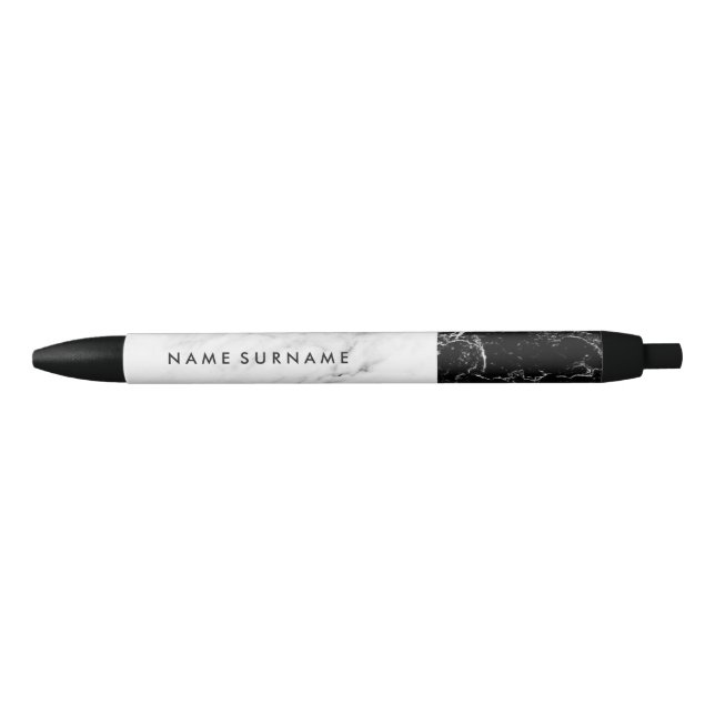 Black & White Marble Modern Elegant Sophisticated Ink Pen (Front)