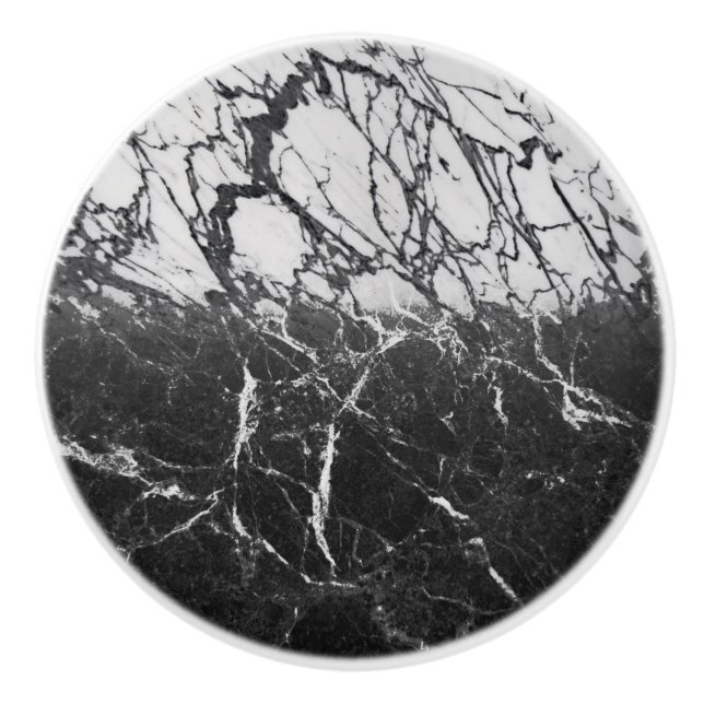 Black & White Marble Modern Glam Trendy Ceramic Knob (Front)