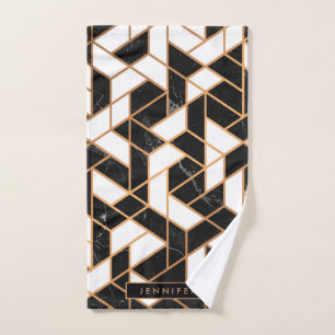 Black & White Marble Mosaic Bath Towel Set
