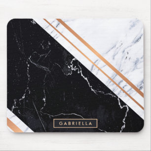 Black & White Marble Mouse Pad