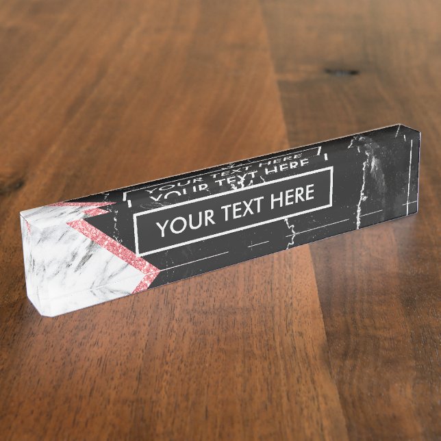 Black & White Marble Nameplate (Side)