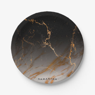 Black & White Marble Paper Plate