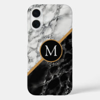 Black White Marble Personalised Letter Monogram