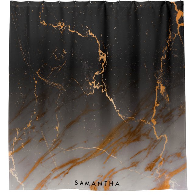 Black & White Marble Shower Curtain (Front)