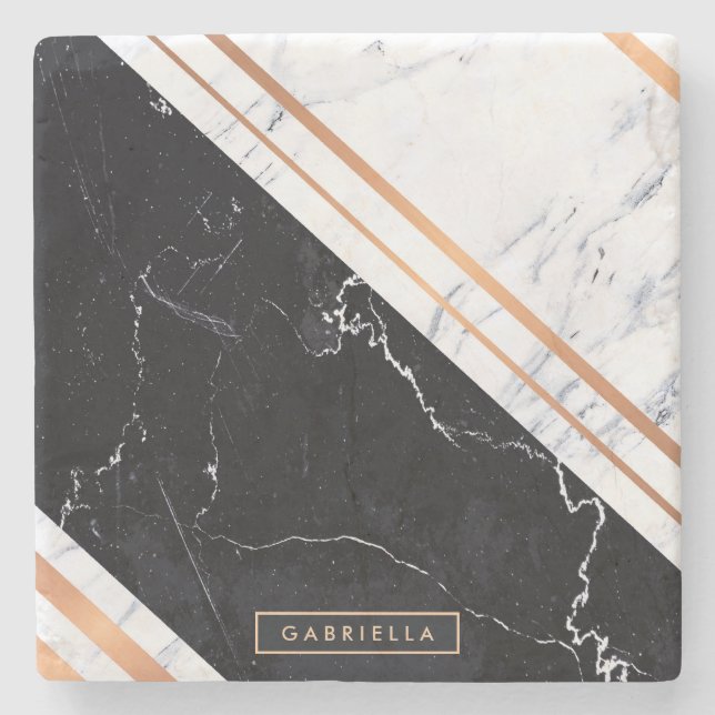 Black & White Marble Stone Coaster (Front)