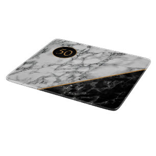 Black & White Marble Stone - Your Years / Age Cutting Board