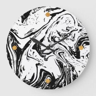 Black & White Marble Style Acrylic Wall Clock