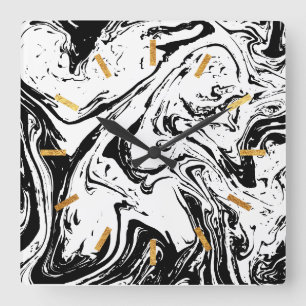 Black & White Marble Style Acrylic Wall Clock