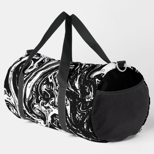 Black & White Marble Style  Duffle Bag (Right Corner)