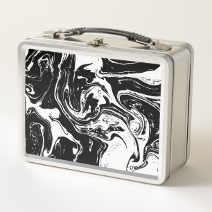 Black & White Marble Style Metal Lunchbox