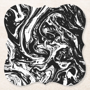 Black & White Marble Style Paper Coaster