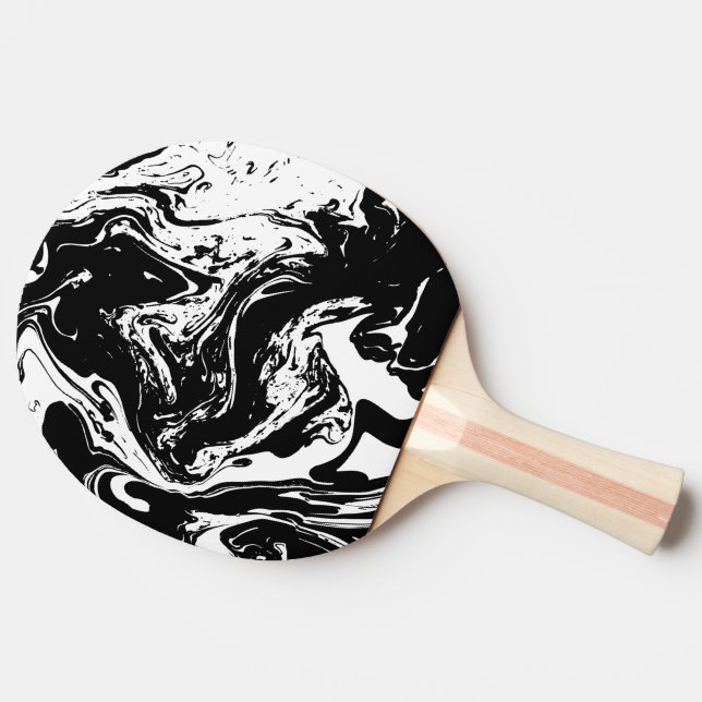 Black & White Marble Style Ping Pong Paddle (Side)