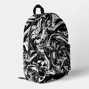 Black & White Marble Style Printed Backpack