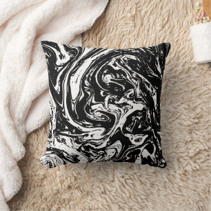 Black & White Marble Style Throw Pillow