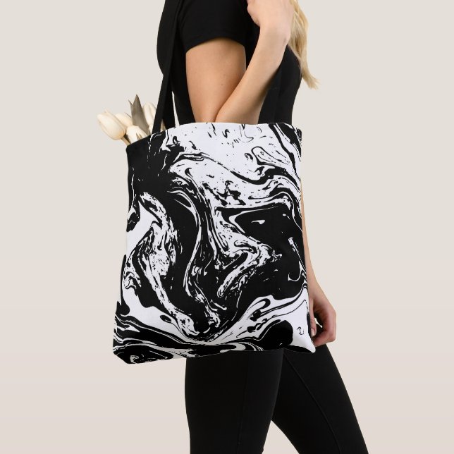Black & White Marble Style Tote (Close Up)