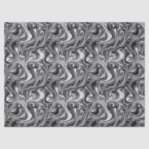 Black White Marble Swirl Monochrome Abstract Tissue Paper