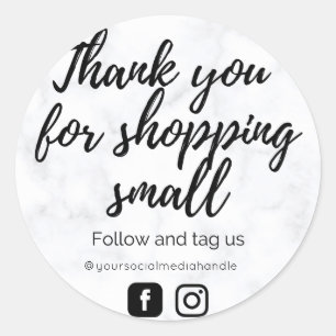 Black & White Marble Thank You Sticker