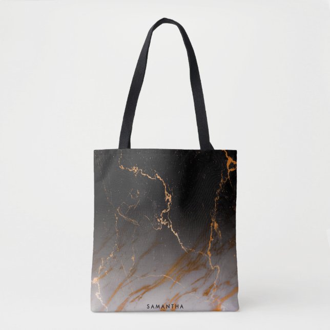 Black & White Marble Tote Bag (Front)