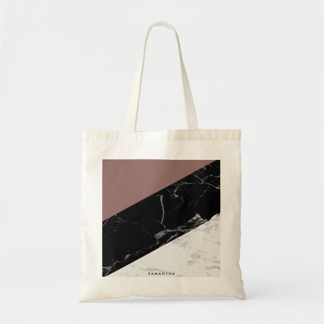 Black & White Marble Tote Bag (Front)