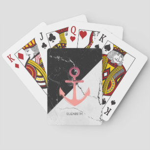 Black & White Marble whit Anchor Playing Cards