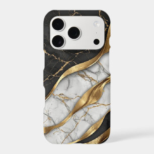 Black White Marble With Gold Veins Abstract Elegan