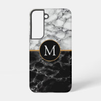 Black White Marble Your Letter Samsung Galaxy Case