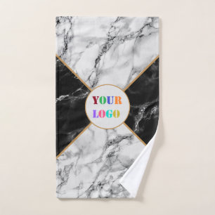 Black White Marble Your Logo Photo Bath Towels