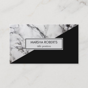 Black & White Marbled And Triangle Business Card