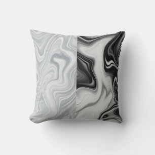 Black/White Marbled Pattern Reversible Pillow