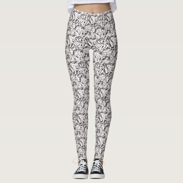 Black/White Marbled Women's Leggings (Front)