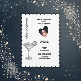 black & white margs & matrimony bridal photo invitation
