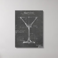 Black & White Martini Glass Blueprint