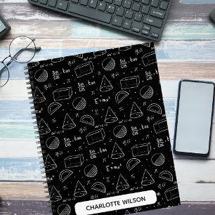 Black & White Math Equations and Symbols Monogram Notebook