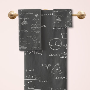 Black White Math Formula Graphics Bath Towel Set