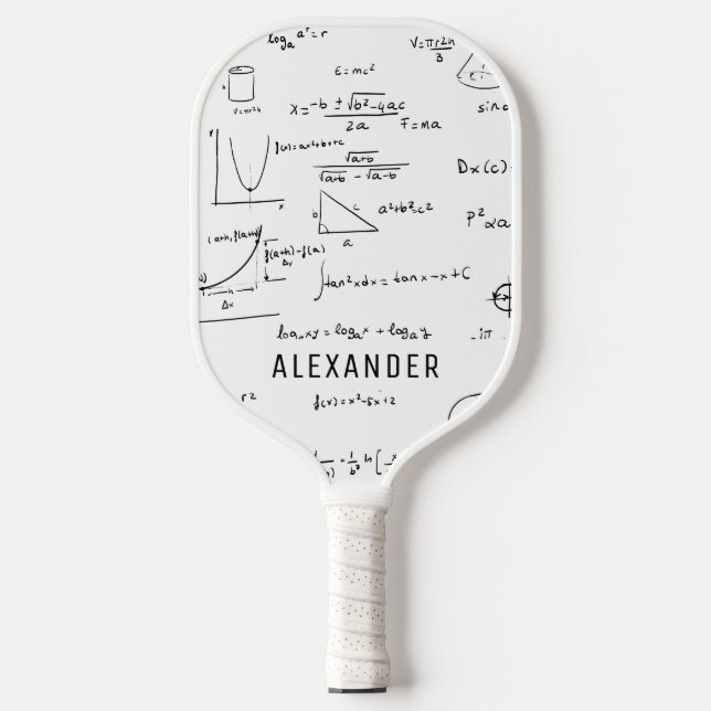 Black White Math Science Pickleball Paddle (Front)