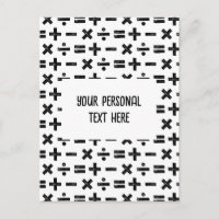 Black & White Math Symbols Lino Cut & Custom Text