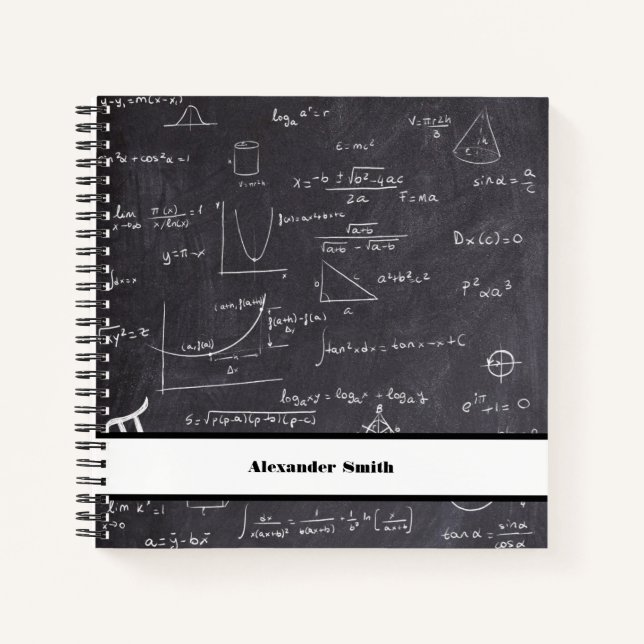Black White Math Teacher Back to School Notebook (Front)