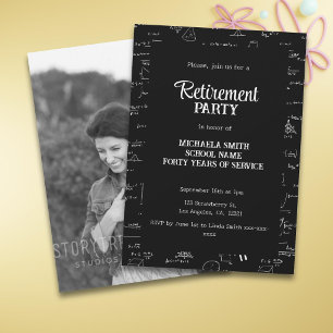 Black White Math Teacher Retirement Party Photo Invitation