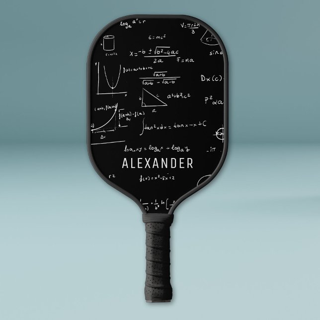 Black White Mathematics Equations Personalised Pickleball Paddle (Creator Uploaded)