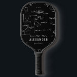 Black White Mathematics Equations Personalised Pickleball Paddle<br><div class="desc">Beautiful customisable black and white handwritten math formulas and equations pickleball paddle for the math teacher,  math student or math retiree. Great gift for all mathematic nerds and geeks. Illustrated and designed by Patricia Alvarez.</div>