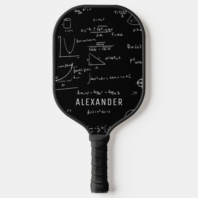 Black White Mathematics Equations Personalised Pickleball Paddle (Front)